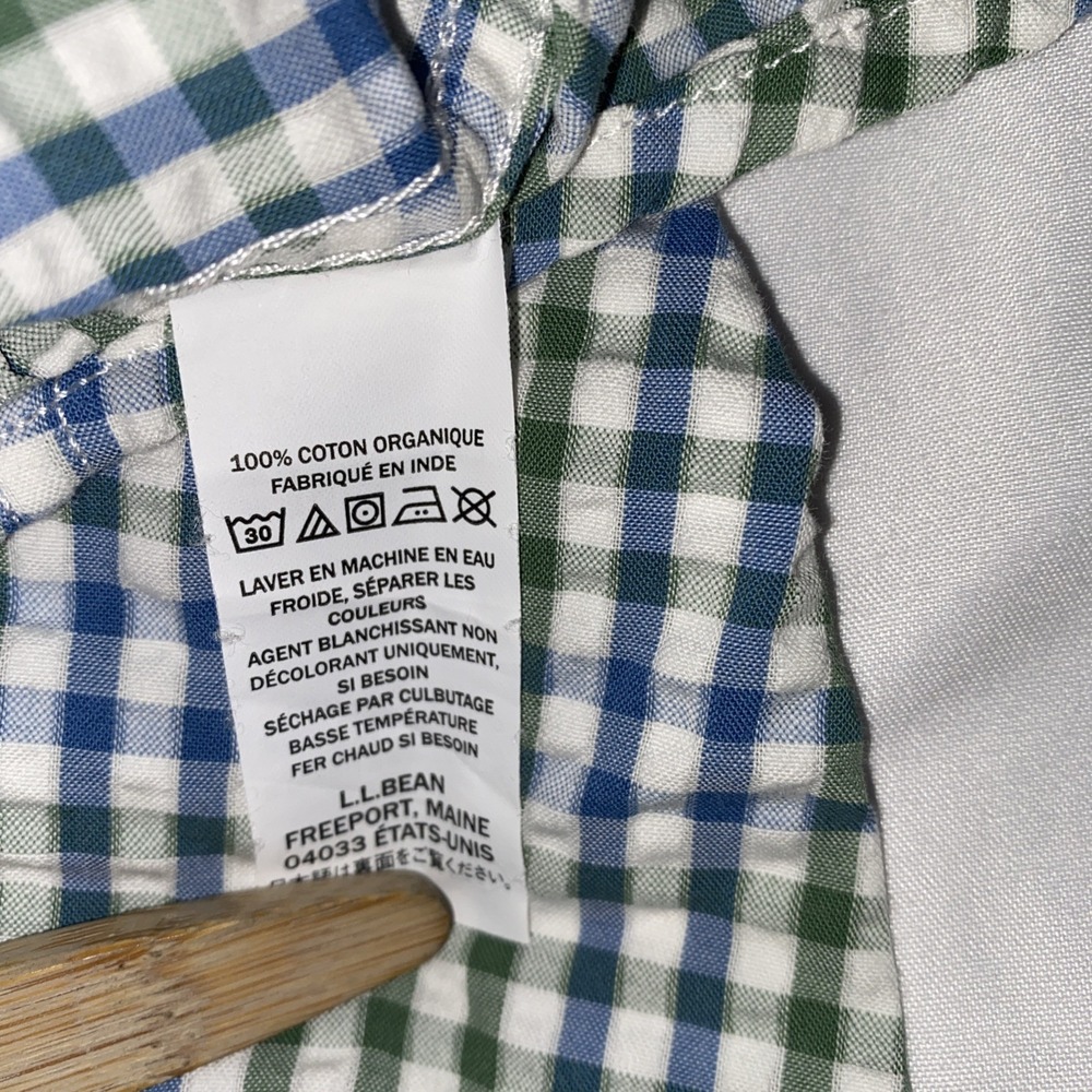 LL Bean Seersucker Plaid (Green, Blue) Organic XL Shirt (Bundle 2) - Picture 12 of 13
